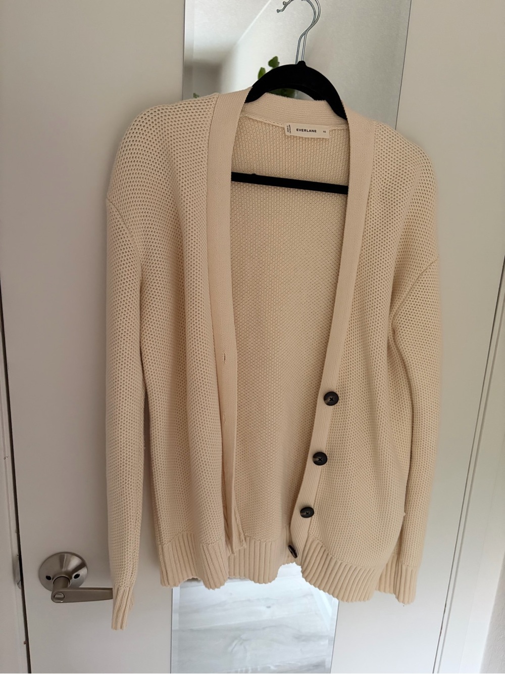 Everlane Cream Knit Button-Up Cardigan Sweater